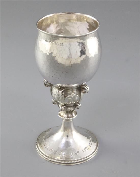 An Edwardian Arts & Crafts silver goblet, by Omar Ramsden & Alwyn Carr, Height 152mm Weight 5.5oz/174grms